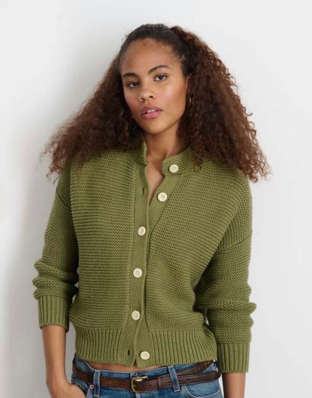 Alex Mill Nico Cardigan in Faded Grove 100% Cotton Chunky Knit Small Green NWT